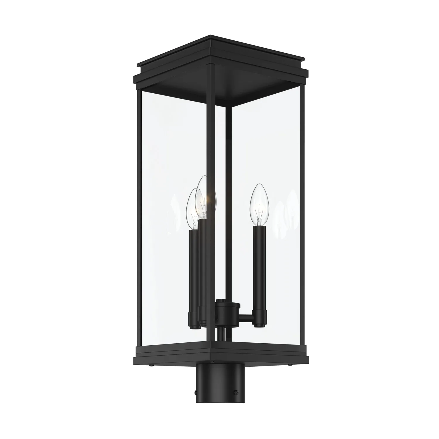 Lundon Three Light Outdoor Post Lantern in Black
