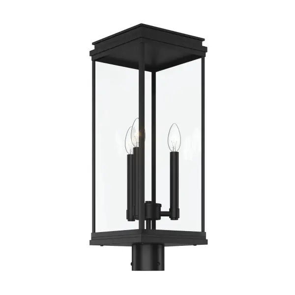 Lundon Three Light Outdoor Post Lantern in Black