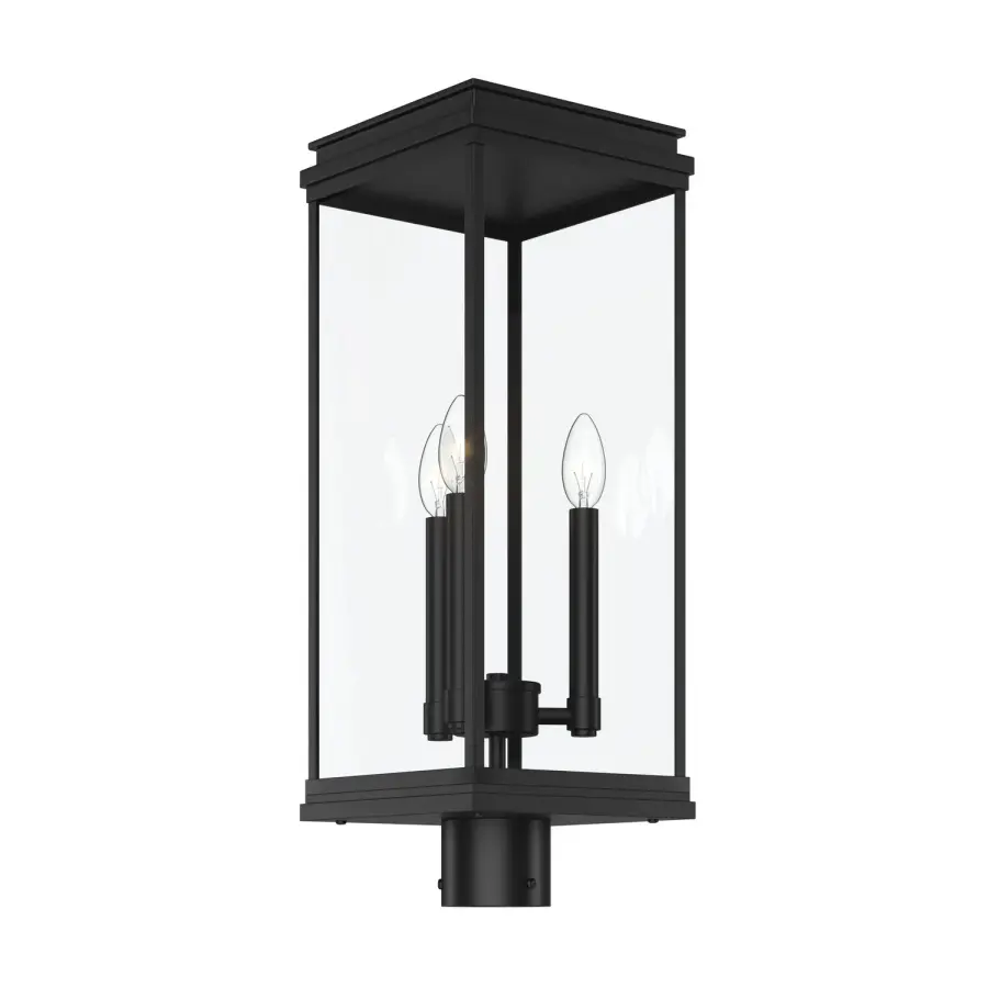 Lundon Three Light Outdoor Post Lantern in Black