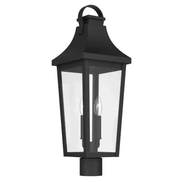 Cleary Two Light Outdoor Post Lantern in Textured Black