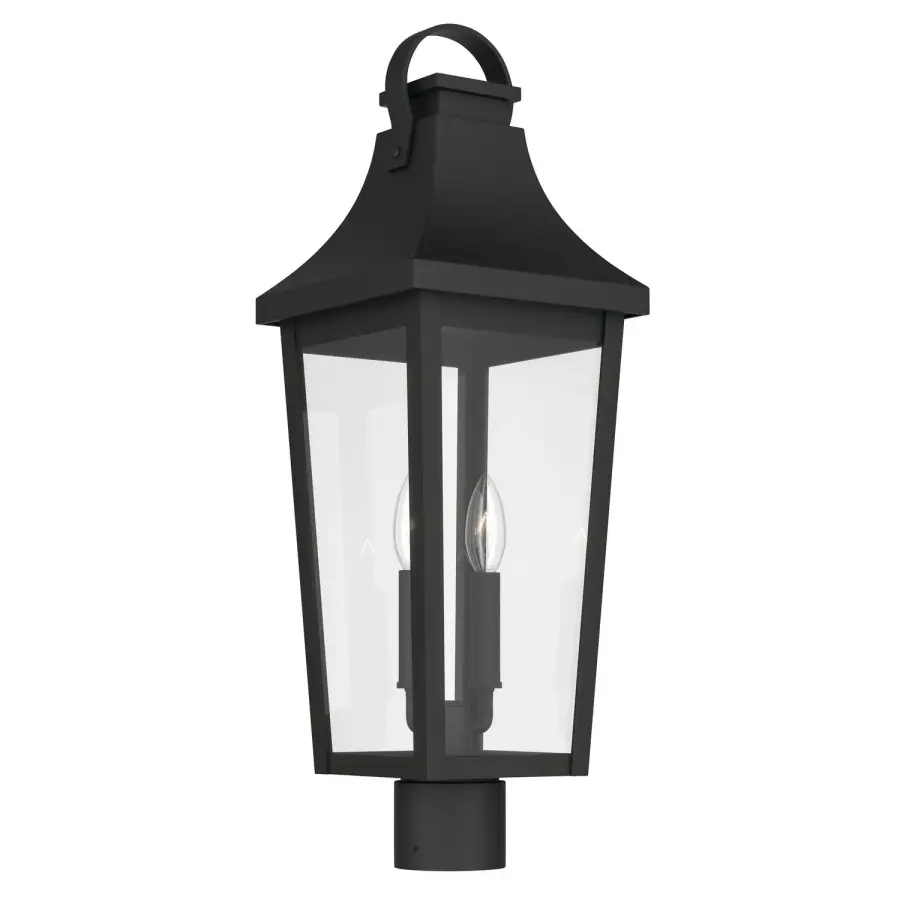 Cleary Two Light Outdoor Post Lantern in Textured Black