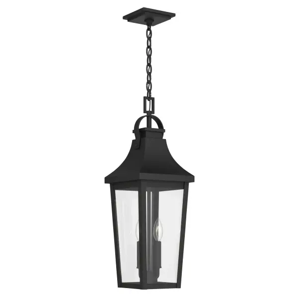 Cleary Two Light Outdoor Pendant in Textured Black