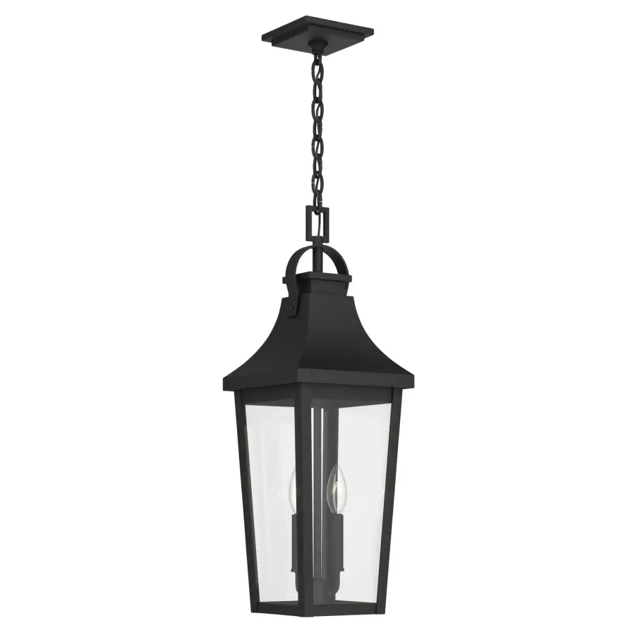 Cleary Two Light Outdoor Pendant in Textured Black
