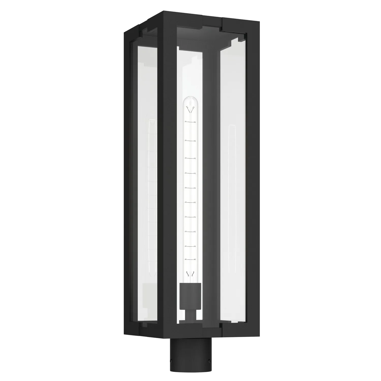 Calen One Light Outdoor Post Lantern in Textured Black