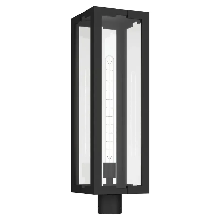 Calen One Light Outdoor Post Lantern in Textured Black