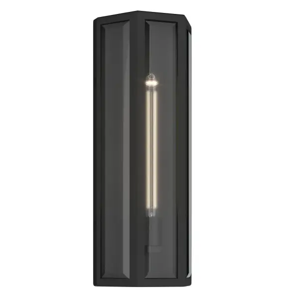 The Berens outdoor wall sconce combines traditional lantern styling with modern durability. Its textured black aluminum construction and clear beveled glass create timeless curb appeal while the wet-rated design ensures reliable performance in any weather.