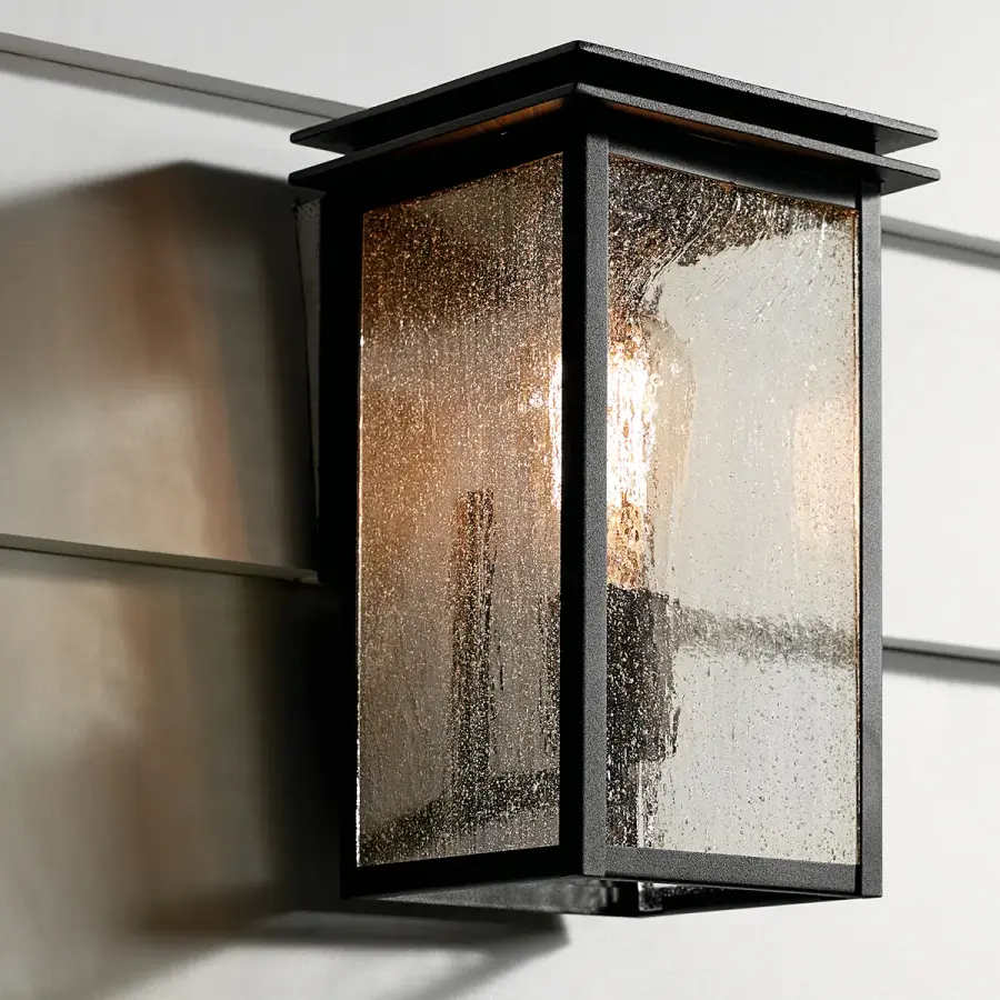 Charming Farmhouse-Style Outdoor Wall Light with Seeded Glass - Image 10