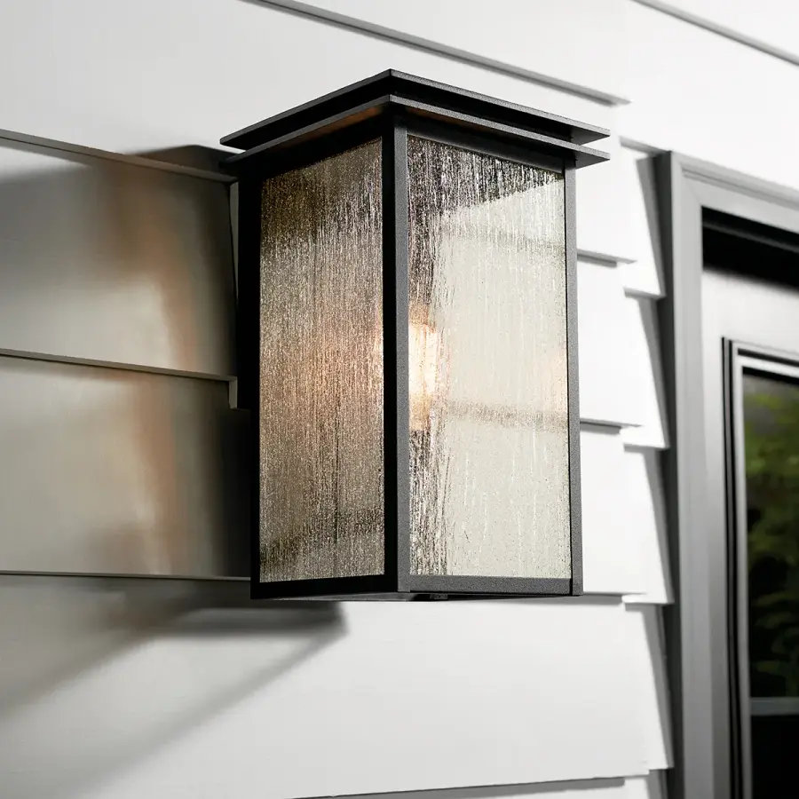 Charming Farmhouse-Style Outdoor Wall Light with Seeded Glass - Image 5
