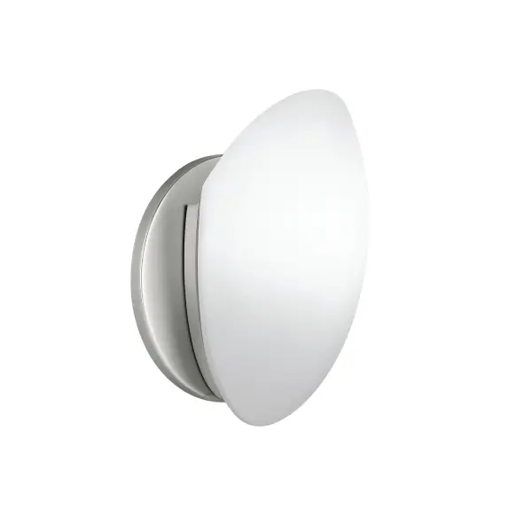 The Swiss Passport wall sconce delivers modern European elegance in a compact 6-inch profile. Its hand-formed steel frame and brushed nickel finish pair beautifully with satin etched opal glass for soft, diffused lighting.