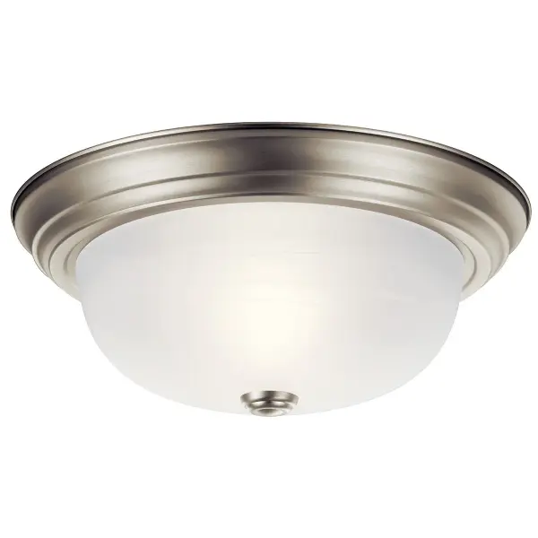 Brushed Nickel Alabaster Glass Flush Mount Ceiling Light - Image 1
