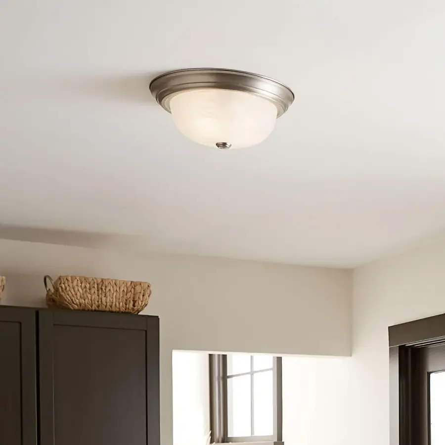 Brushed Nickel Alabaster Glass Flush Mount Ceiling Light - Image 4