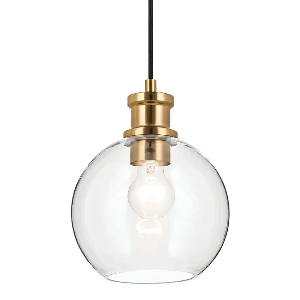 Clove Mini Pendant in Black & Brushed Natural Brass - Image 1