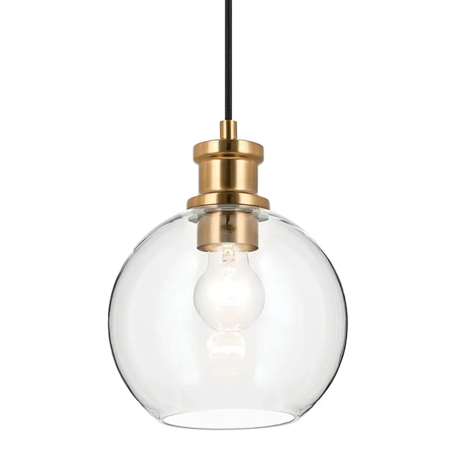 Clove Mini Pendant in Black & Brushed Natural Brass - Image 1