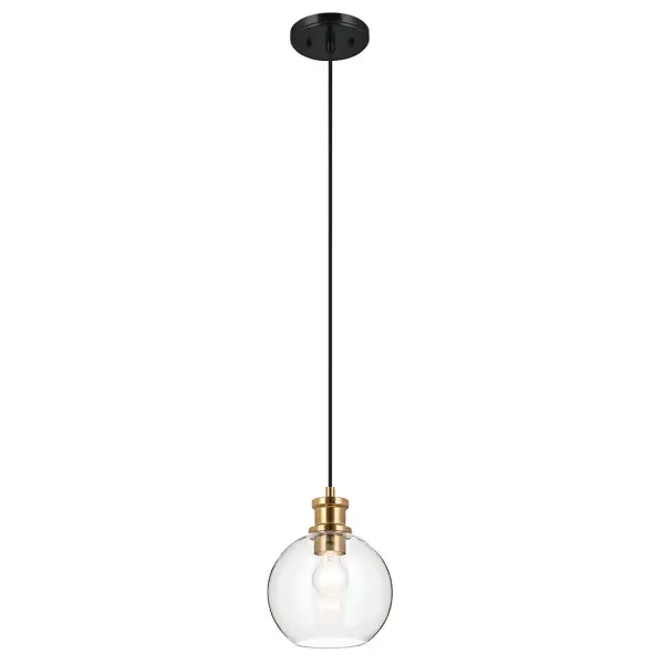 Clove Mini Pendant in Black & Brushed Natural Brass - Image 2