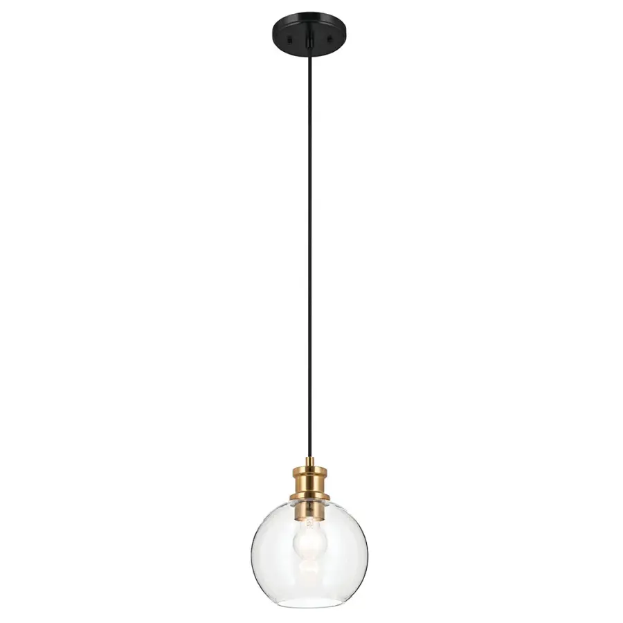 Clove Mini Pendant in Black & Brushed Natural Brass - Image 2