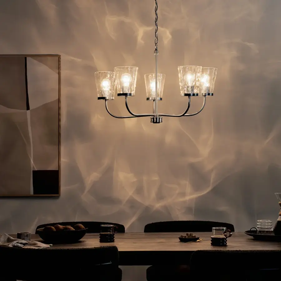 Elegant Coastal-Inspired Chandelier with Water Glass Shades - Image 8