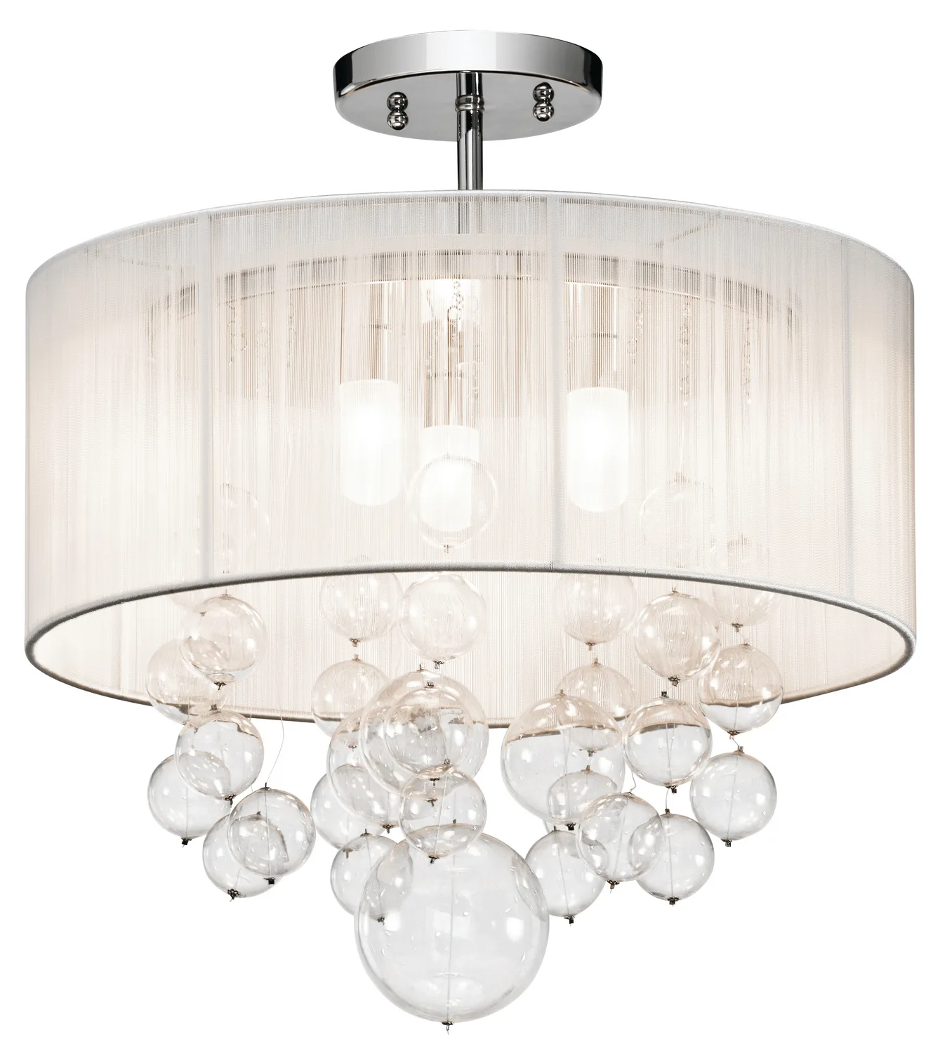 Imbuia Three Light Semi Flush Mount in Chrome
