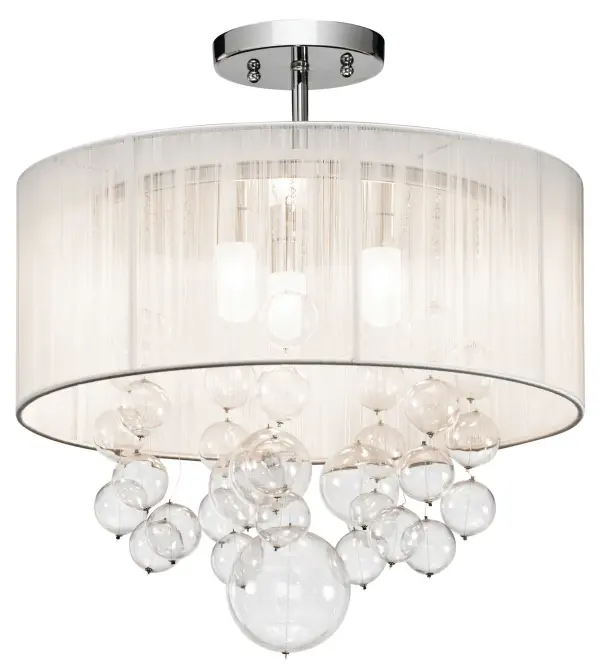 Imbuia Three Light Semi Flush Mount in Chrome