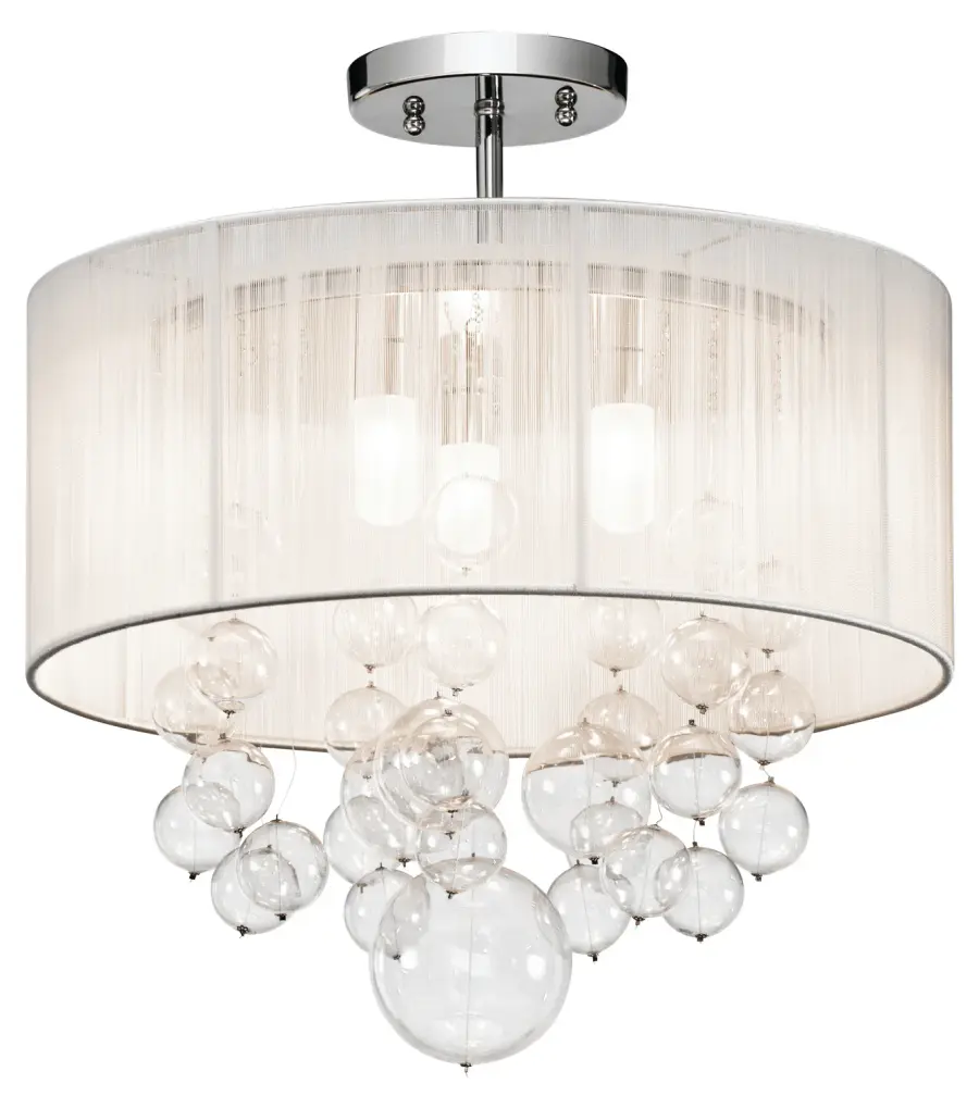 Imbuia Three Light Semi Flush Mount in Chrome
