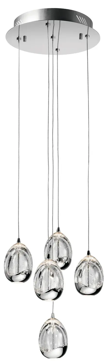 The Lavinia LED Pendant combines luxurious K9 bubble crystal orbs with etched acrylic lenses for a sophisticated, jewelry-like appearance. Its compact 12.25-inch size and integrated LED technology make it energy-efficient and perfect for intimate spaces.