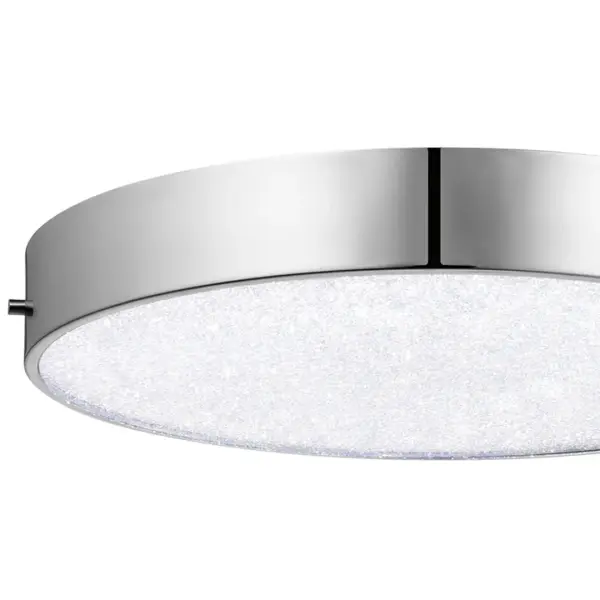 The Crystal Moon combines sparkling cubic zirconia crystals with modern LED technology in a low-profile design. Perfect for spaces with standard ceiling heights, it delivers 2200 lumens of warm 3000K light while adding glamorous sparkle. - alternate view