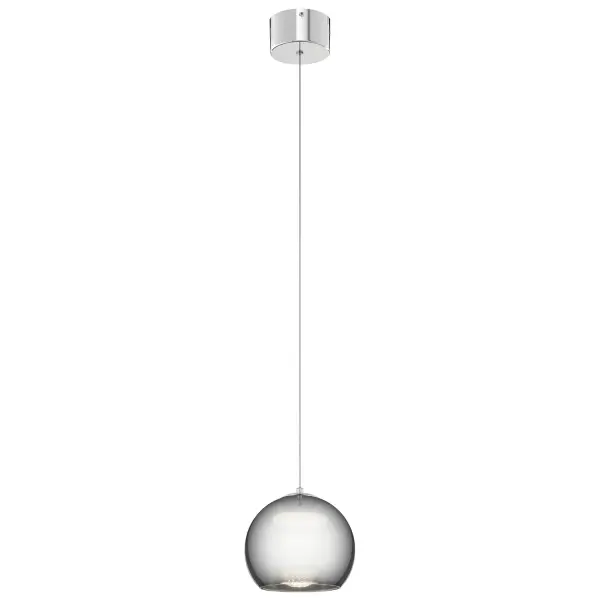 The Rendo mini pendant delivers dramatic visual impact through its innovative dual-sphere design featuring cubic zirconia construction that creates a glowing, sparkling effect through smoked glass. Compact yet striking.