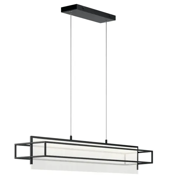 The Vega combines geometric Art Deco styling with modern LED efficiency. Its matte black frame and patterned acrylic panels create striking visual interest while delivering 2600 lumens of warm light perfect for task and ambient lighting.