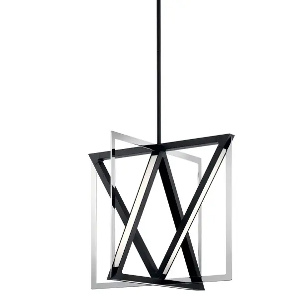 The Axis Pendant combines contemporary design with energy-efficient integrated LED technology. Its 20.5-inch square profile and matte black finish create a bold statement piece perfect for modern dining spaces and kitchen islands.