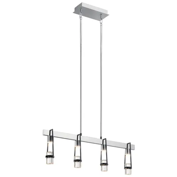 The Ayse Linear Chandelier combines contemporary minimalism with sophisticated bubble crystal glass. Its 32-inch linear profile and integrated LED technology make it perfect for modern kitchen islands and dining spaces. - alternate view