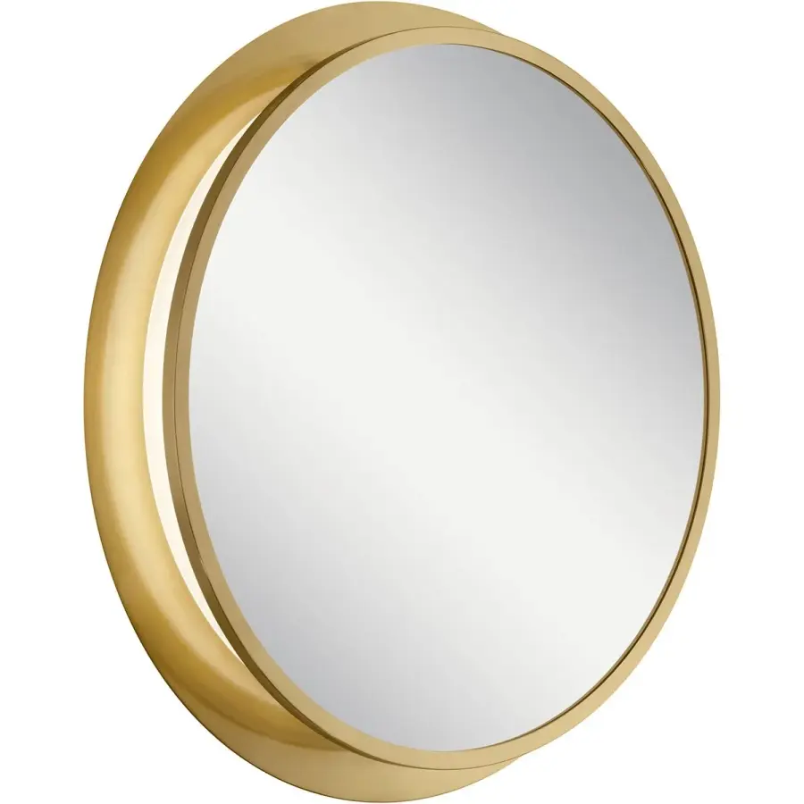 Chennai Round Lighted Mirror in Champagne Gold - Image 1