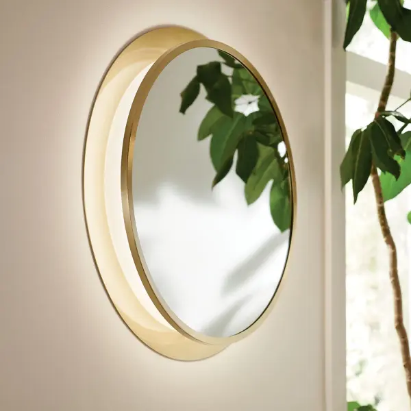Chennai Round Lighted Mirror in Champagne Gold - Image 4