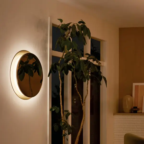 Chennai Round Lighted Mirror in Champagne Gold - Image 6