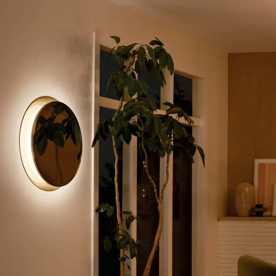 Chennai Round Lighted Mirror in Champagne Gold - Image 6