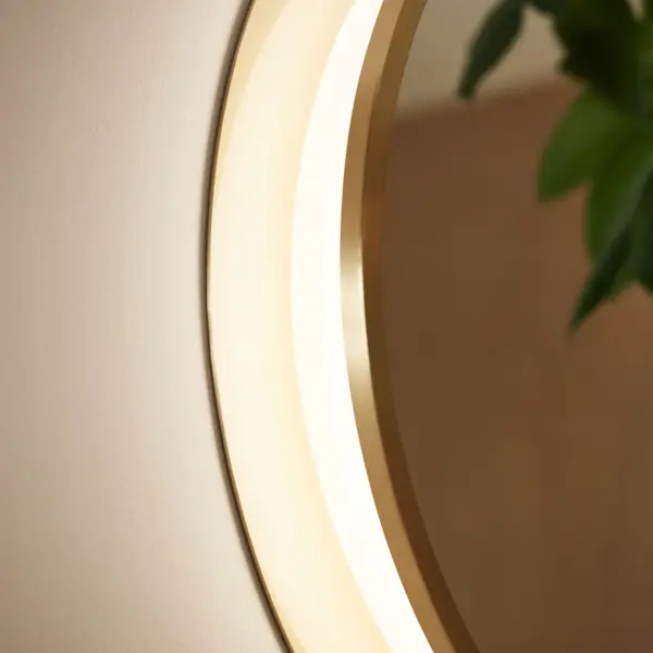 Chennai Round Lighted Mirror in Champagne Gold - Image 7