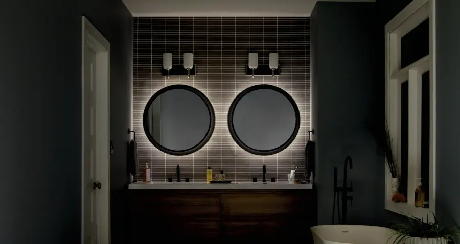 Chennai Lighted Mirror in Matte Black - Image 6