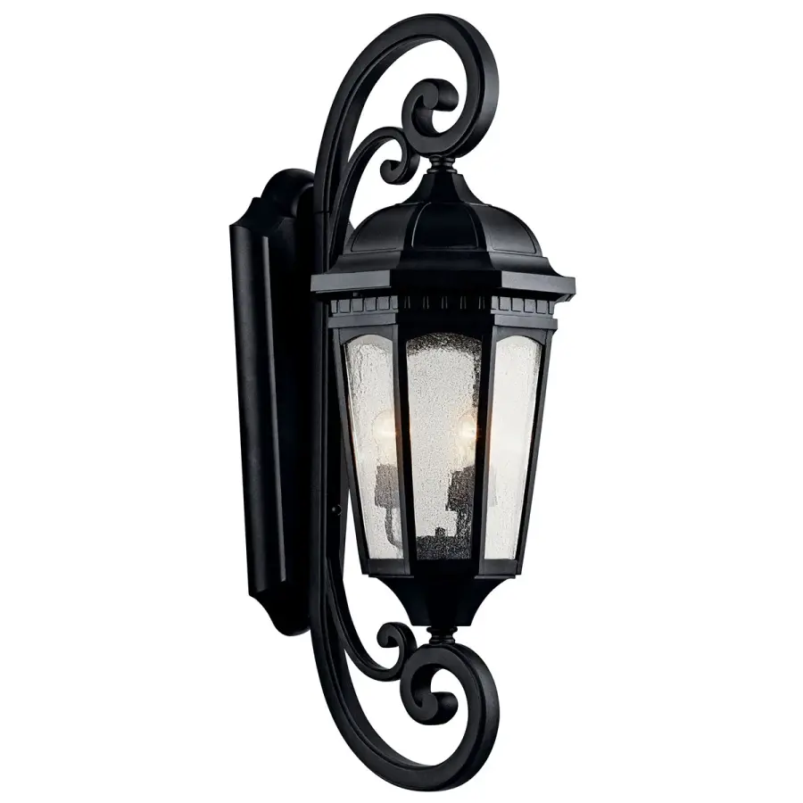 Grand Traditional Outdoor Wall Light with Seeded Glass Charm - Image 1