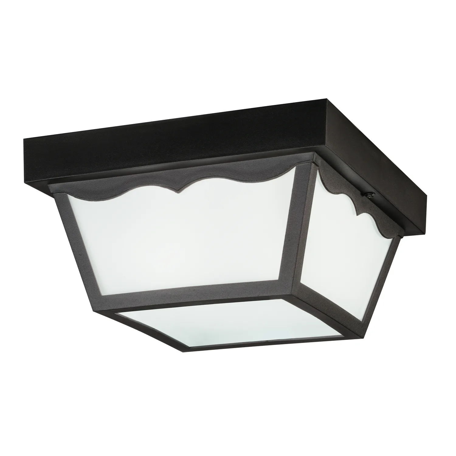 Black Outdoor Flush Mount Ceiling Light - 10.5 Inch