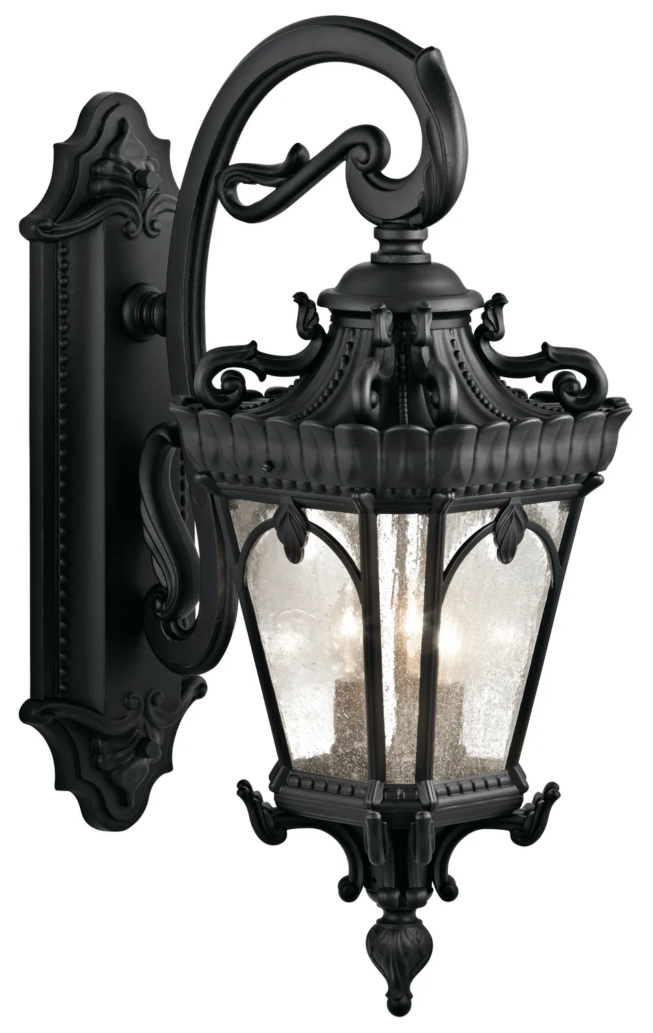 Tournai 3-Light Outdoor Wall Lantern in Textured Black