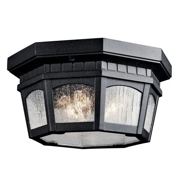 Classic Outdoor Flush Mount with Charming Seeded Glass - Image 1