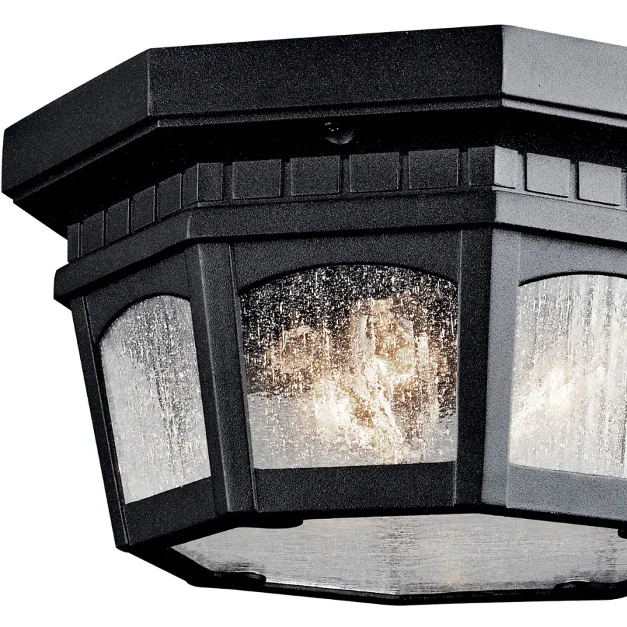 Classic Outdoor Flush Mount with Charming Seeded Glass - Image 2