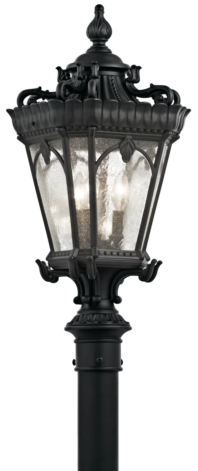 Tournai 3-Light Outdoor Post Mount in Textured Black