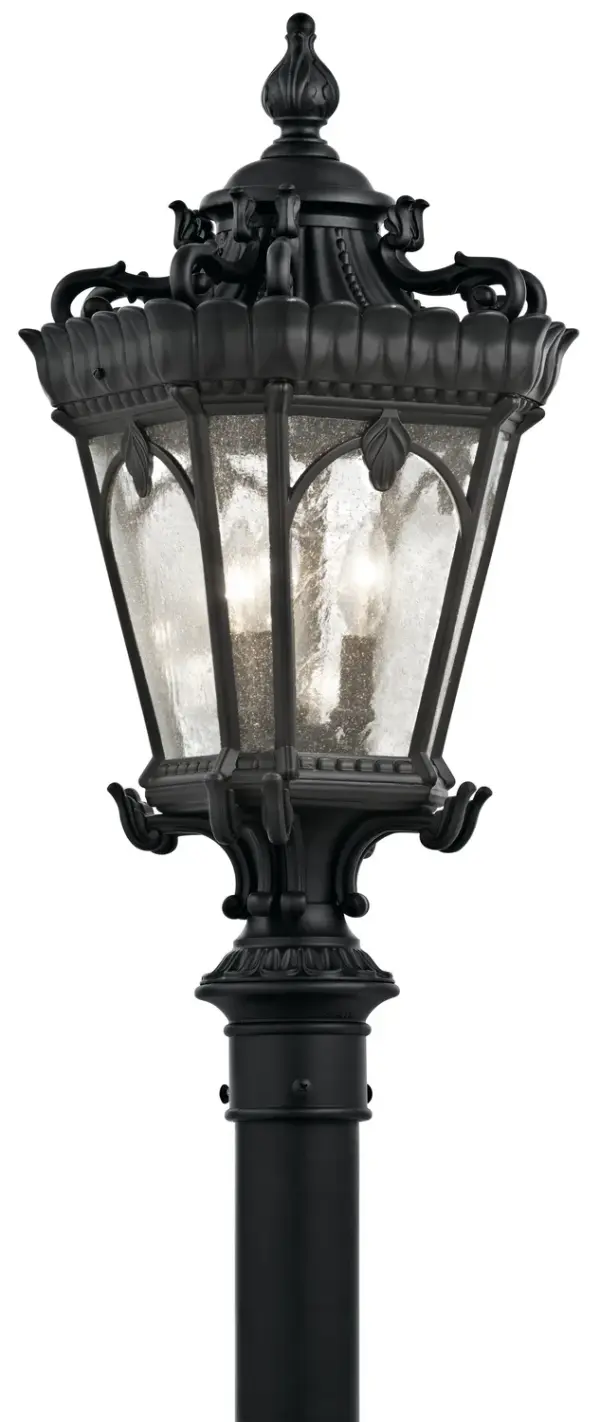 Tournai 3-Light Outdoor Post Mount in Textured Black