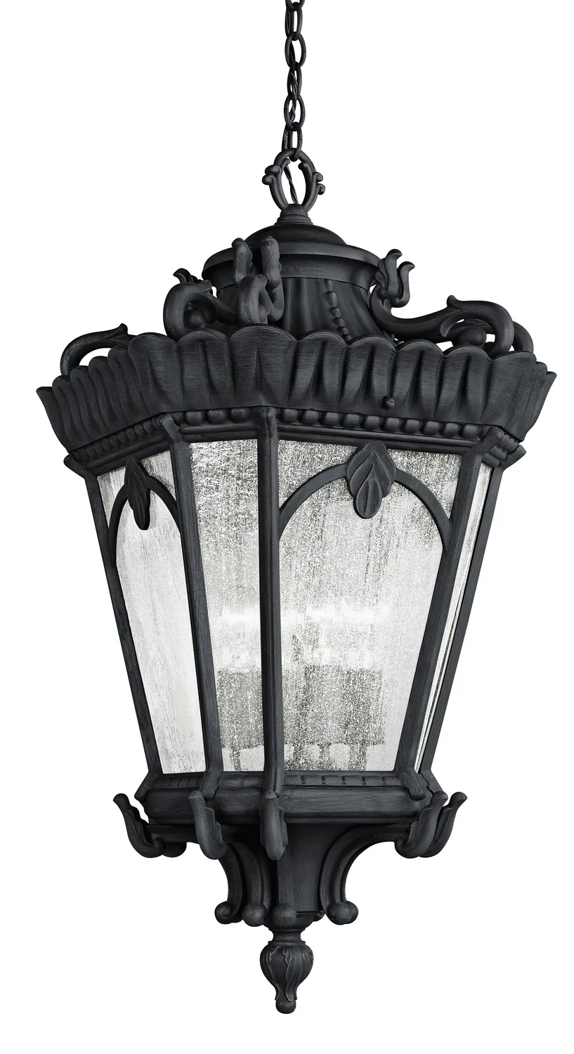 Tournai 4-Light Outdoor Pendant in Textured Black
