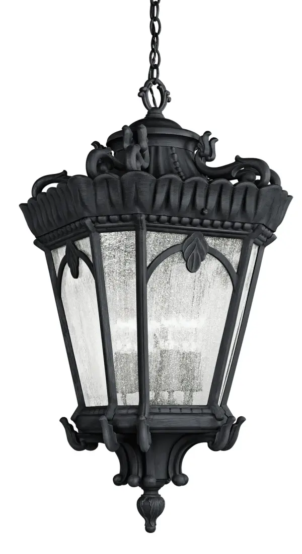 Tournai 4-Light Outdoor Pendant in Textured Black