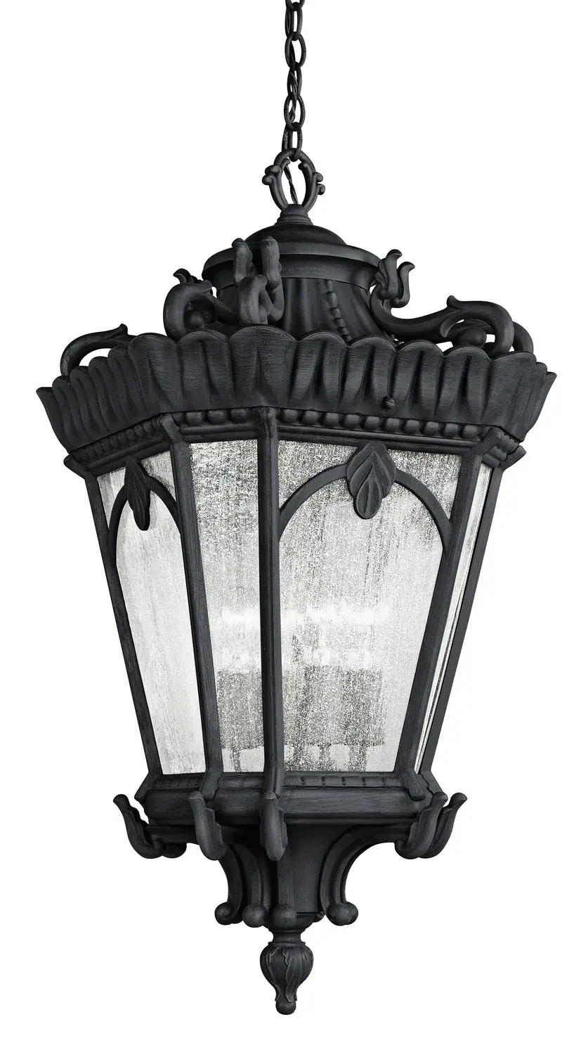 Tournai 4-Light Outdoor Pendant in Textured Black