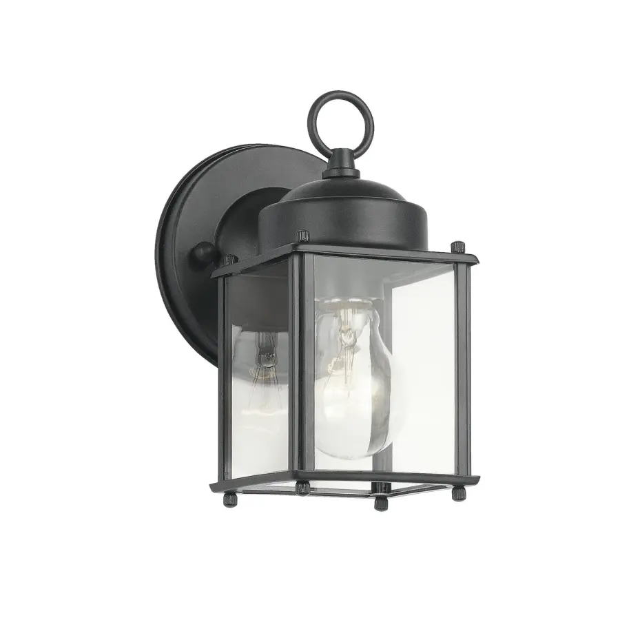 New Street One Light Outdoor Wall Lantern in Black