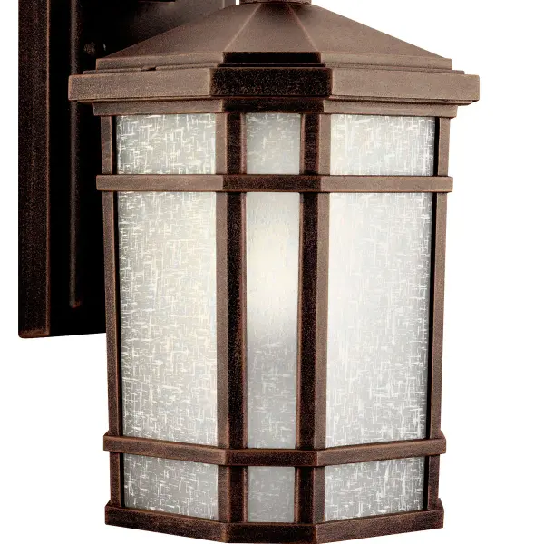 The Cameron outdoor wall light combines traditional craftsmanship with modern functionality. Its Prairie Rock finish and satin etched glass create a welcoming ambiance for entryways and outdoor spaces. - alternate view