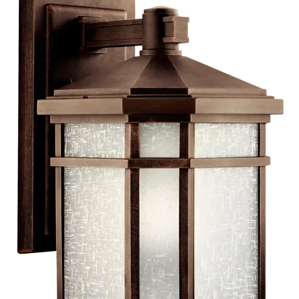 The Cameron Outdoor Wall Light combines traditional design with modern functionality. Its Prairie Rock finish and satin etched linen glass create warm, welcoming illumination for any outdoor space. Wet-rated and dimmable for versatility. - alternate view
