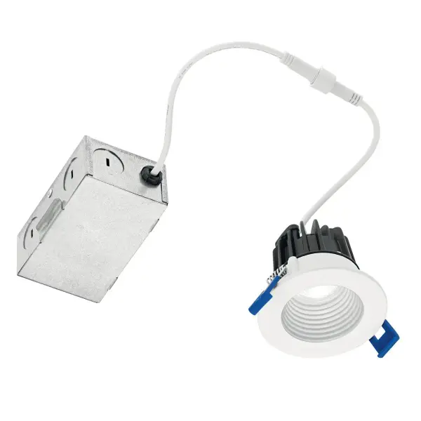 This mini recessed downlight delivers 550 lumens of warm 3000K light in a compact 4-inch profile. Wet-rated for bathrooms and covered outdoor areas, it features integrated dimmable LED technology for energy efficiency.