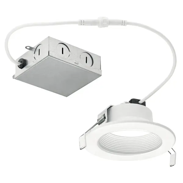 This compact 4-inch recessed downlight offers dimmable LED technology with wet location rating, making it ideal for bathrooms, kitchens, and covered outdoor areas. Direct-to-ceiling installation simplifies retrofit projects.